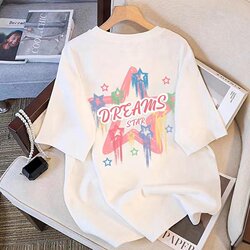 Trendy Cool Five-Pointed Star Girls' Pure Cotton Short-Sleeve T-Shirt Summer 2026 New Style for Older Children Stylish Half-Sleeve Top