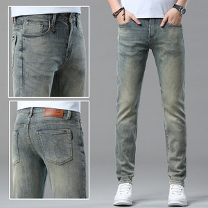 
Nostalgic jeans for men, summer thin, slim fit, trendy Korean men's pants, 2024 new style, old