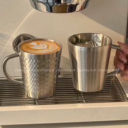American-Style 304 Stainless Steel Mug Double-Layer Coffee Cup Restaurant Outdoor Beer Tea Cup Breakfast Milk Cup