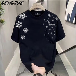 Summer New Style Pure Cotton Short-Sleeved T-Shirt, High Street Simple and Versatile Trendy ins Korean Style Lazy Style Top for Male and Female Students