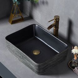 Black Ceramic Countertop Washbasin Bathroom Sink Home Art Basin Balcony Vintage Wash Basin Outdoor Small Single