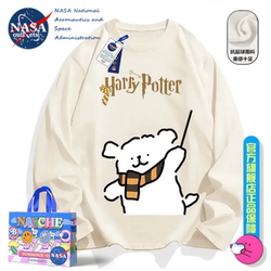 Nasa Collaboration Japanese-Style Cute Cartoon Long-Sleeve T-Shirt for Men and Women, Pure Cotton, Versatile for Autumn, Loose-Fitting Couple's Base Shirt