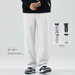 FAFC spring, autumn and winter heavy straight plush velvet trousers for men's fashion brand American loose sports and casual trousers