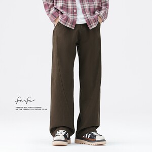 FAFC autumn and winter American retro heavy pure cotton casual pants tide brand loose straight -legged wide -legged scimitar trousers men's model

