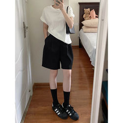 Pear-Shaped Body Shape, Five-Point Suit Shorts for Women, Summer Plus Size, High-Waisted, Slimming, Loose Wide-Leg A-Line Casual Pants