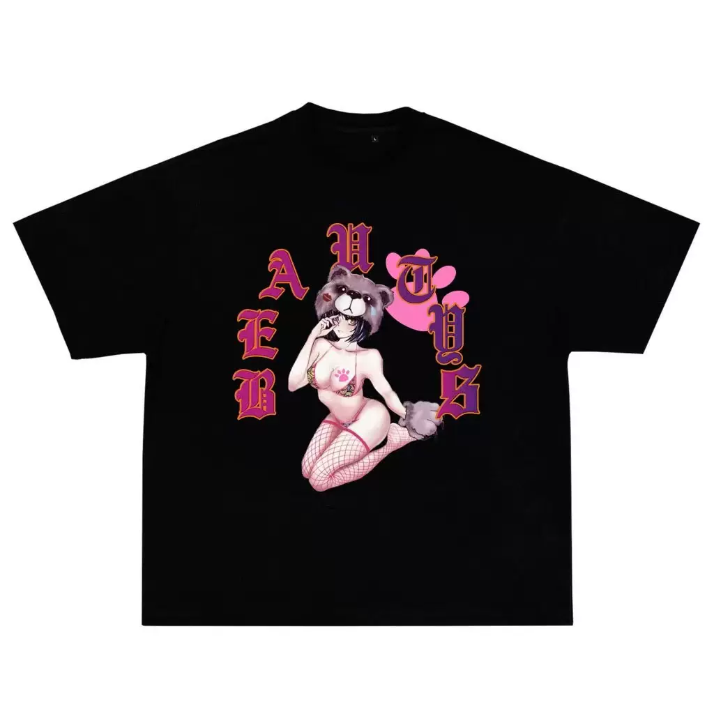 CMJF MJFRESH 小熊动漫趣味人像印花男女生秋冬宽松短袖T恤打底衫-Taobao