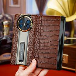 [First-Layer Cowhide] Suitable for Huawei Matex6 Phone Case, New Genuine Leather X5 Magnetic Smart Flip Stand, Business Men's Matex3 Collector's Edition Full-Cover Anti-Drop Protective Leather Case