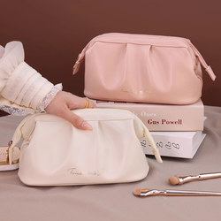 Rose Story Pu Waterproof Makeup Bag, Large Capacity, High-End Travel Portable Clutch for Women, Trendy Ins-Style Handbag