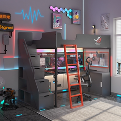 E-Sports Trendy Small Apartment Double-Decker E-Sports Bed New Upper Bed and Lower Desk Integrated Elevated Bed Home Study Bed