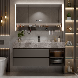 New Minimalist Style Seamless Ceramic Integrated Basin Bathroom Vanity Cabinet Washbasin Sink Cabinet Set