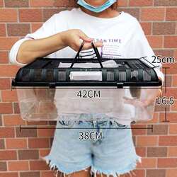 Transparent Plastic Goldfish Tank, Open-Type Portable Breathable Turtle Breeding Box with Black Lid, Pet Transport Box for Home Use