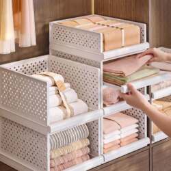 Wardrobe Partition Shelf Storage Organizer Drawer-Type Clothing Organizer Shelf Bedroom Dormitory Wardrobe Storage Basket