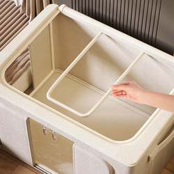 Cotton and Linen down Clothing Storage Box, Fabric Home Wardrobe Storage Box for Quilts and Clothes, Foldable Storage Box