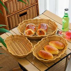 Basket for Holding Steamed Buns, Woven Basket for Home Dining Table, Kitchen Basket for Storing Buns and Noodles, Bread Basket, Imitation Rattan Basket, Bamboo Basket