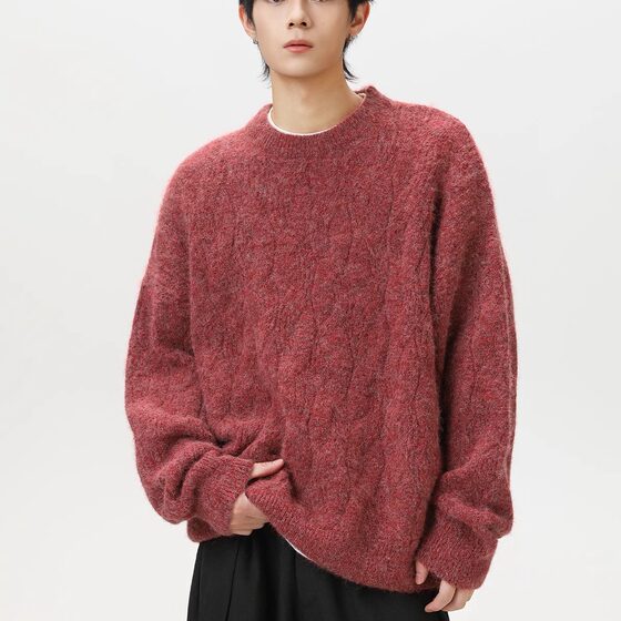 
SYP Japanese style non-style men and women 2026 New Year greetings couple mohair twisted sweater thickened half turtleneck sweater