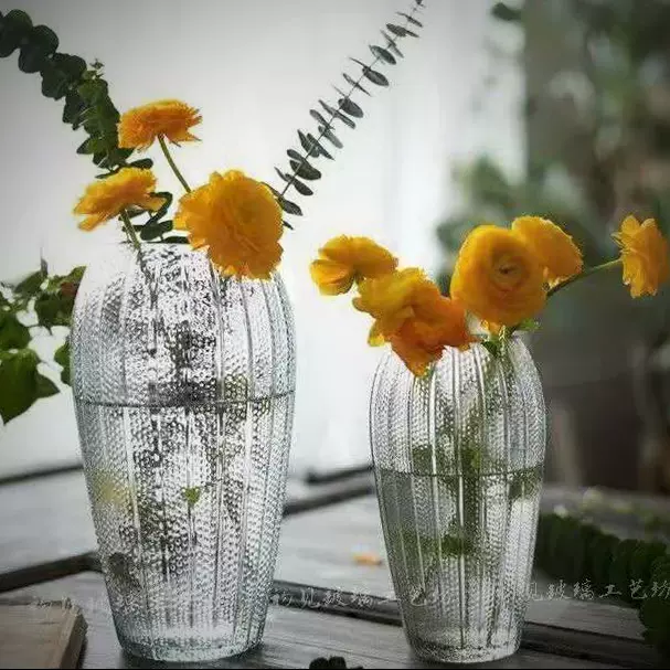 美式乡村敞口浮雕桌面花瓶花店鲜花器样板房装饰花瓶客厅