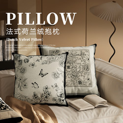 Light Luxury High-End Throw Pillow Sofa Living Room Cushion Cover Backrest Lumbar Support with Pillow Core New French Style Car Lumbar Pillow