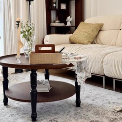 Nordic-Style Yabi Coffee Table 2026 New Model, Vintage Living Room Solid Wood, Aesthetically Pleasing, Light Luxury, High-End Feel, Cream Style
