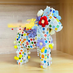 Mosaic Handmade DIY Wooden Pony Ornaments Kindergarten Creative Handmade Mosaic Patch Educational Toys