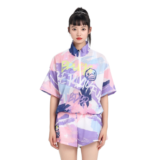 B.Duck split swimsuit for women looking slim and conservative three-piece set for hot spring beach vacation plus size swimming suit