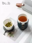 bộ ấm trà cao cấp Trái tim cũng tốt như người nổi tiếng trên mạng Panda Quick Cup Bộ trà du lịch di động Túi lưu trữ Trà gốm tách trà Tách nước bình pha trà thủy tinh có lõi lọc Trà sứ