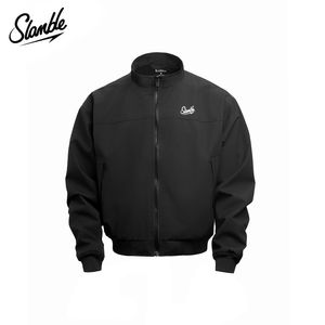 
SLAMBLE American Coach Jacket Men's Spring Stand Collar Solid Color Outdoor Workwear Flight Jacket New Style