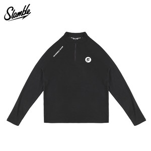 
SLAMBLE autumn and winter new double-sided German veneer semi-zipper sports and casual long-sleeved T-shirt warm bottoming men's and women's tops