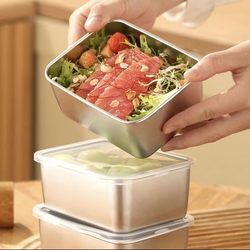 Stainless Steel Crisper Box, Microwave Square Lunch Box, Student Canteen Lunch Box, Picnic Box, Refrigerator Storage Box