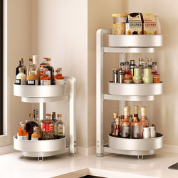 Four Seasons Muge Kitchen Rotating Spice Rack Countertop Multifunctional Condiment Storage Organizer for Oil, Salt, Sauce, and Vinegar