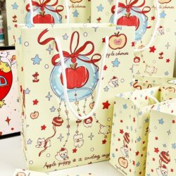 Apple Wind Chime Puppy Gift Bag ins Storage Bag Cardboard High-Looking Large Tote Bag Gift Hand Carrying Thickened Style