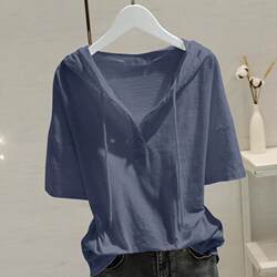 Loose-Fitting Genuine Bamboo Cotton Pure Cotton Hooded Short-Sleeve T-Shirt for Women, Summer Slim-Fit Fashionable Stylish Hooded Top