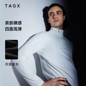 
TAGX Discuss Men's Dolphin Velvet Half Zipper Function Long Sleeve T-shirt Sports Style Pullover Outdoor Standing Collar Sweatshirt