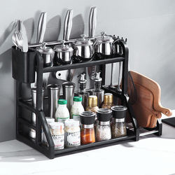 Kitchen Storage Rack, No-Drill Spice Rack, Organizer Rack, Knife Holder, Magic Tool for Chopsticks and Knives, Plastic Household Items Collection
