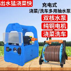 Rechargeable Portable Water Pump, Small Agricultural Pump for Watering Vegetables and Washing Cars, Multifunctional Dual-Core Pure Copper Motor, Portable