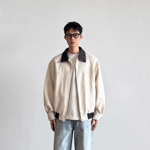 
SIIIEND American retro spliced lapel jacket for men and women, suede simple casual all-match jacket for couples