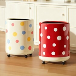 Dopamine Cute Children's Trash Can for Home Use in Living Room and Bedroom, with Wheels, High Aesthetic Value, Cartoon Wastebasket, Sanitary Bin, Furniture