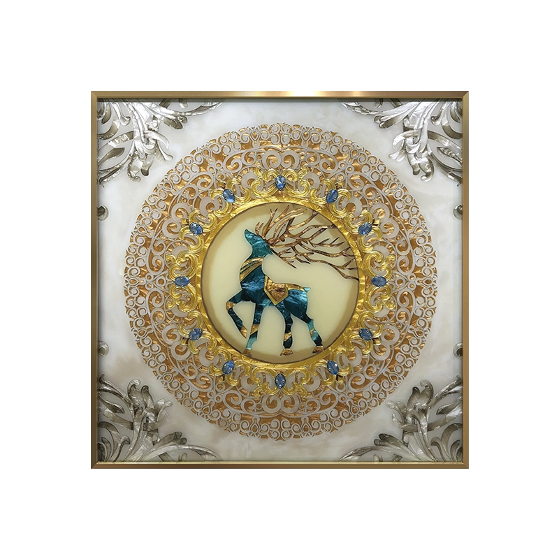 纯手工珐琅彩装饰画玄关客厅壁画轻奢新中式圆形牡丹挂画国色天香