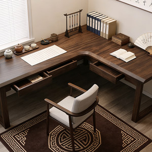 
South American walnut solid wood corner table L-shaped desk with drawer storage desk home computer desk study table
