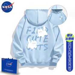 Nasa Lightning Cat Hooded Sweatshirt Men's 2026 New Autumn and Winter Loose Student Blue Fleece Jacket Women's Class Uniform