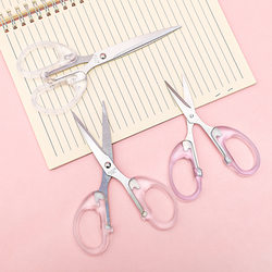 Campus Gift with a Girly Touch, Simple and Transparent Small Scissors, Student Craft and Art Stainless Steel Stationery Scissors