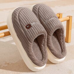 New 2026 Large Size Cotton Slippers for Men, Autumn and Winter Home Non-Slip Thick-Soled Plush Warm Indoor Slippers