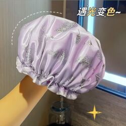 Shower Cap for Women, Waterproof, for Home Use, Double-Layered, Thickened, 2024 New Model, High-Grade Shower Cap, Elastic Adjustable, Enlarged Hair Cover