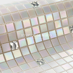 Light Luxury White Iridescent Glass Mosaic Tiles for Bathroom, Kitchen, Wall Tiles, Dining Room, Living Room, Balcony Background Wall Stickers