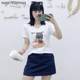 2025 summer new Korean version V-neck print pattern casual cotton slim irregular short-sleeved T-shirt trendy