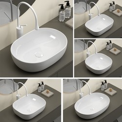 Simple Oval Ceramic Countertop Washbasin for Home Bathroom, Hotel Washbasin, Small Apartment Washbasin