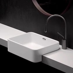 Semi-Embedded Countertop Basin Hotel Semi-Hanging Basin Small Apartment Narrow Countertop Ceramic Basin Washbasin Handwashing Basin