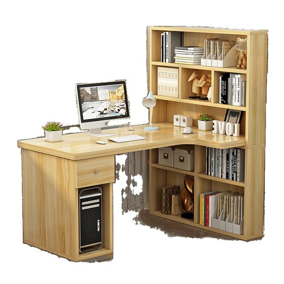 
Computer desktop table corner home bedroom office desk bookshelf integrated combination simple student study writing desk