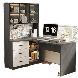 
Corner desk hole board home desk bookshelf integrated modern simple bedroom office study corner computer desk