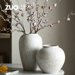 Jingdezhen New Chinese-Style White Ceramic Vase Ornament for Living Room Flower Arrangement Home Decoration High-End Flower Vase Pottery Jar