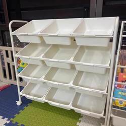 Multi-Layer Children's Toy Storage Rack, Large Capacity Mobile Floor-Standing Storage Cabinet, Baby Storage Cart Rack